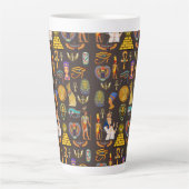 Ancient Egyptian Hieroglyphic Pattern Symbol Latte Mok (Voorkant)