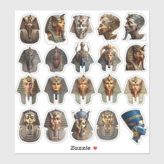 Ancient Egyptian Pharaoh Faces Stickers | Gold 3D (Vel)