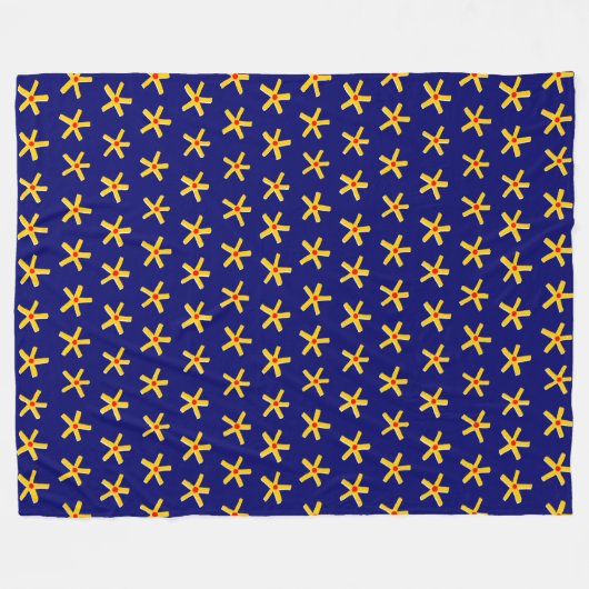 Ancient Egyptian Style Star Pattern v2 - Deep Navy Fleece Deken (Voorkant (Horizontaal))