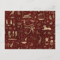 Ancient Egyptisch hiërogliefen rood leder en goud