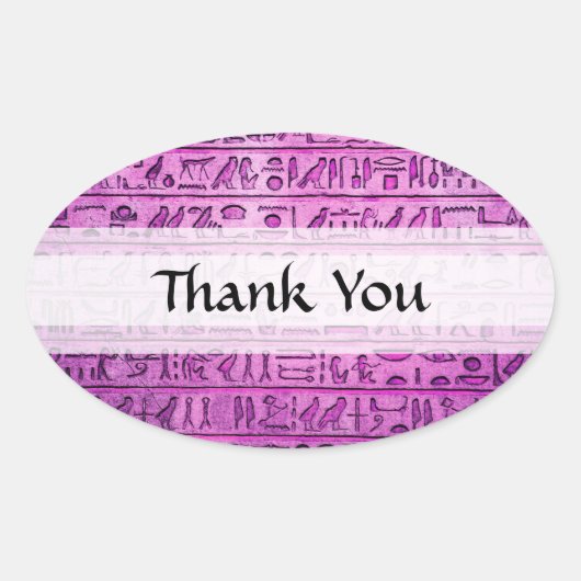 Ancient Egyptisch Hieroglyphs Paars Ovale Sticker (Voorkant)