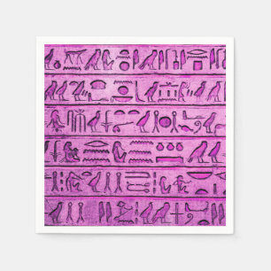 Ancient Egyptisch Hieroglyphs Paars paper Napkins Servet