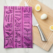 Ancient Egyptisch Hieroglyphs Paars Theedoek (Quarter Fold)