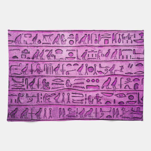 Ancient Egyptisch Hieroglyphs Paars Theedoek (Horizontaal)
