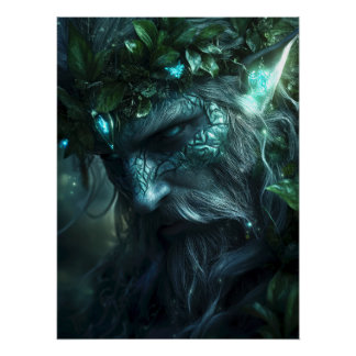 Ancient Forest Guardian met gloeiende magie Perfect Poster