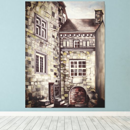 Ancient Frans Castle Provenance in Waterverf Canvas Afdruk (Insitu (Houten vloer))