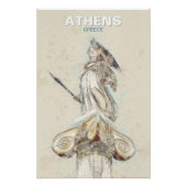 Ancient Greece Athena Statue Sketch Poster Perfect Poster (Voorkant)