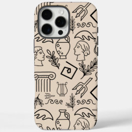 Ancient Greece Line Art Pattern iPhone 16 Pro Max Hoesje