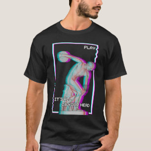 Ancient Grieks beeld Discus Throw Vaporwave Glitch T-shirt
