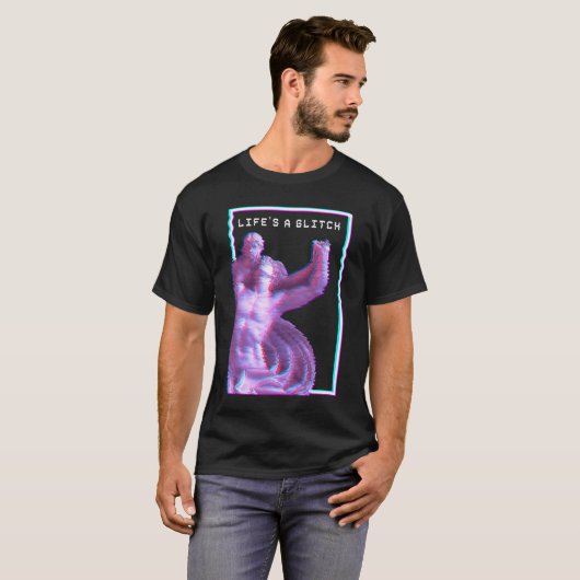 Ancient Grieks beeld esthetisch damp Glitch T-shirt (Voorkant volledig)