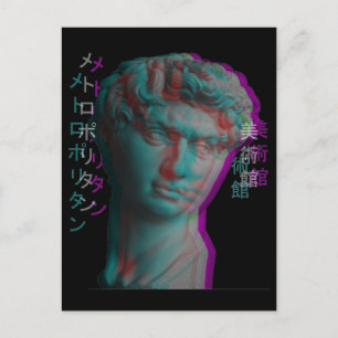 Ancient Grieks beeldhouwwerk Vaporwave Briefkaart