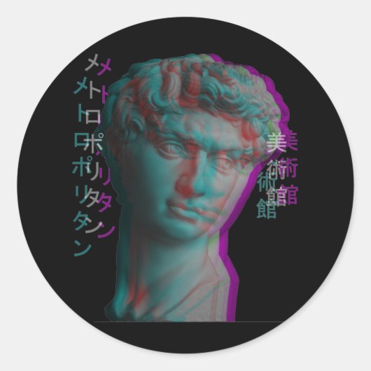 Ancient Grieks beeldhouwwerk Vaporwave Ronde Sticker (Voorkant)
