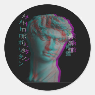 Ancient Grieks beeldhouwwerk Vaporwave Ronde Sticker