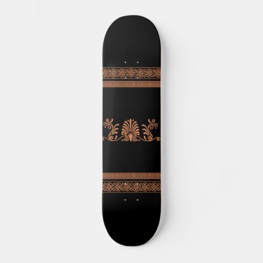 Ancient Grieks stijlzwart en Oranje Floral design Skateboard (Voorkant)