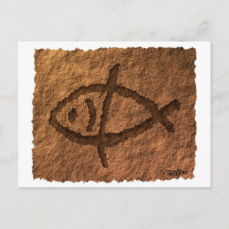 Ancient Hawaiian Fish Petroglyph Briefkaart