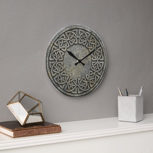 Ancient Infinite Weave Celtic Stone Wall Clock Grote Klok (Kantoor)