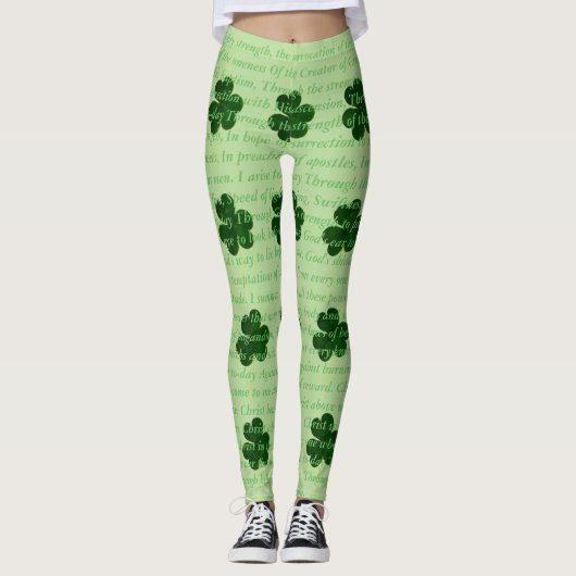 Ancient Irish Poem St. Patrick Hymn The Deer's Cry Leggings (Voorkant)