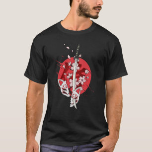 Ancient Japans Samurai Katana Sword Cherry Bloss T-shirt
