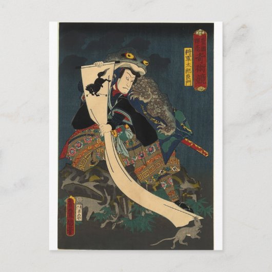 Ancient Japans schilderen, Samurai met Toad Briefkaart (Voorkant)