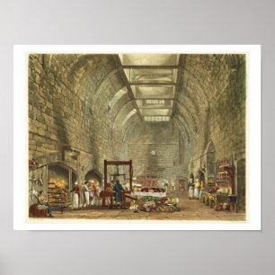 Ancient Kitchen, Windsor Castle, gegraveerd door W Poster