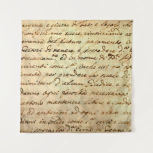 Ancient manuscript van de 1700 eeuw, met inkt gesc wandkleed