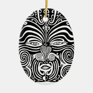 Ancient Maori Moko tribaal tattoo ontwerp. Keramisch Ornament