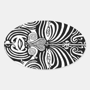 Ancient Maori Moko tribaal tattoo ontwerp. Ovale Sticker