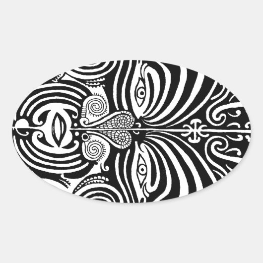 Ancient Maori Moko tribaal tattoo ontwerp. Ovale Sticker (Voorkant)