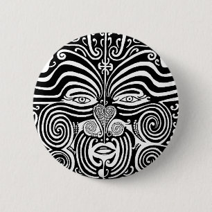 Ancient Maori Moko tribaal tattoo ontwerp. Ronde Button 5,7 Cm