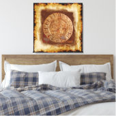 Ancient Mayan Carved Metal Art Disk Kapped Canvas (Insitu (Slaapkamer))