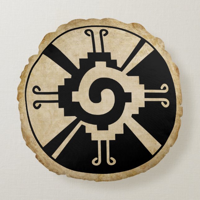 Ancient Mayan Hunab-Ku Rond Kussen (Voorkant)