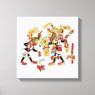 Ancient Mayan Mesoamerican Art wrapped Canvas Afdruk