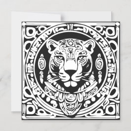 Ancient Mayan Style Jaguar Warrior Tribal Mask Art Magnetische Uitnodiging