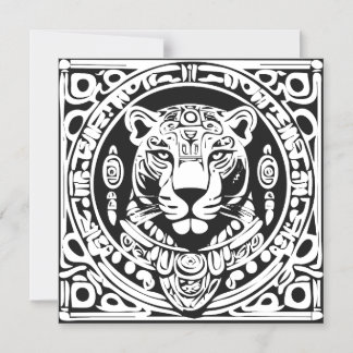 Ancient Mayan Style Jaguar Warrior Tribal Mask Art Magnetische Uitnodiging