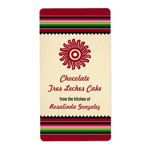 Ancient Mexican Sun Serape Kitchen Etiket (Voorkant)