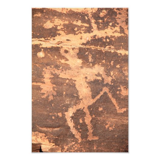 Ancient Native American Zuni Lizardman Petroglyph Foto Afdruk (Voorkant)