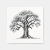 Ancient Oak Tree Charcoal Sketch Servet (Voorkant)