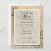 Ancient Peacock Bewaar de Date Cards - Zwart In Ta Kaart (Achterkant)