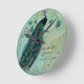 Ancient Peacock & Etchings Personalized Weddenscha Ronde Klok (Hoek)