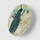 Ancient Peacock & Etchings Personalized Weddenscha Ronde Klok (Hoek)