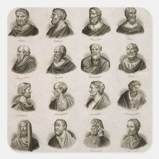 Ancient Philosophers Portrait Thinkers  Vierkante Sticker (Voorkant)