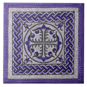 Ancient Roman Mosaic Illustration violet Tegeltje