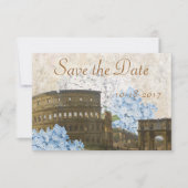 Ancient Rome Blue Hydrangea Save the Date Card (Voorkant)