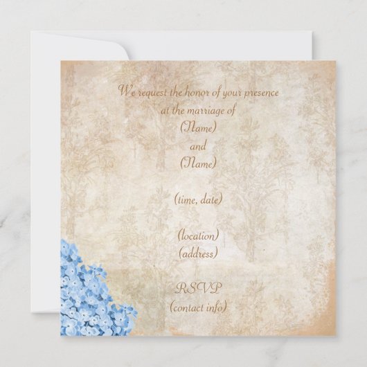 Ancient Rome Blue Hydrangea Wedding Kaart (Achterkant)