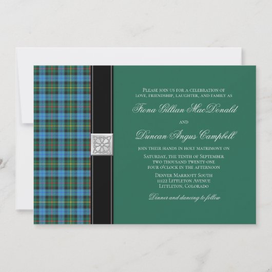 Ancient Smith Green Tartan Weddenschap Kaart (Voorkant)