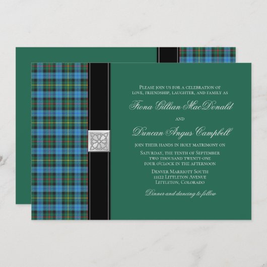 Ancient Smith Green Tartan Weddenschap Kaart (Voorkant / Achterkant)
