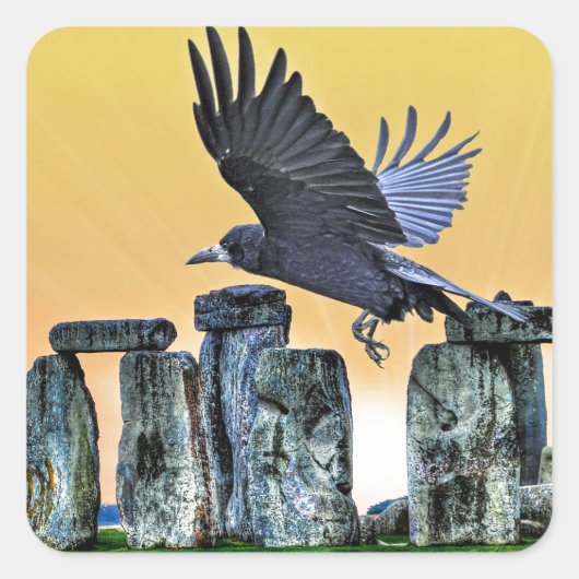 Ancient Stonehenge & Rook Corvid-lover's Gift Vierkante Sticker (Voorkant)