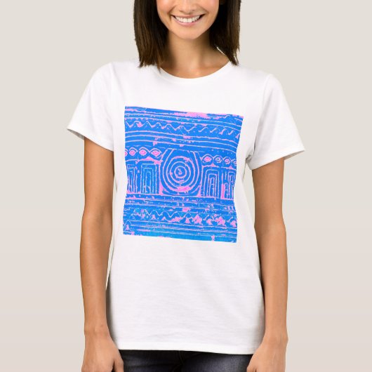 Ancient Sumerian Mesopotamian Pattern Blue T-shirt (Voorkant)