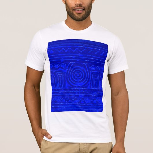 Ancient Sumerian Mesopotamian Pattern Blue T-shirt (Voorkant)