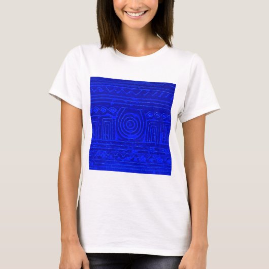 Ancient Sumerian Mesopotamian Pattern Blue T-shirt (Voorkant)